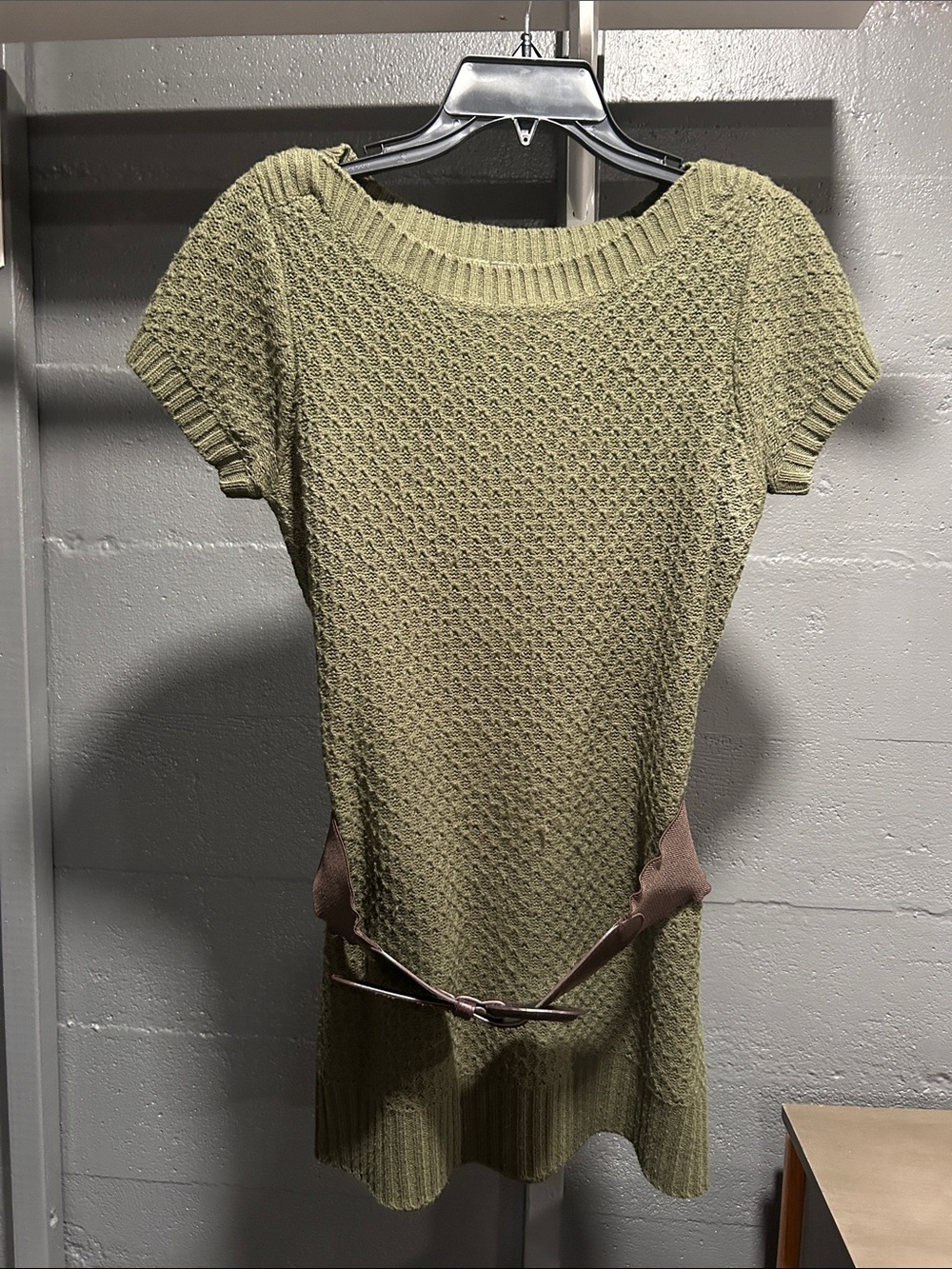 Women a.n.a olive sweater with brown belt